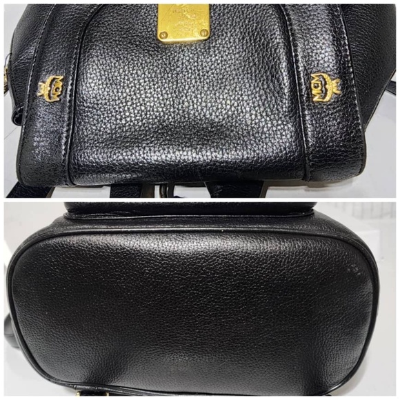 Authentic MCM Vintage Leather Drawstring Backpack Black - Picture 9 of 13